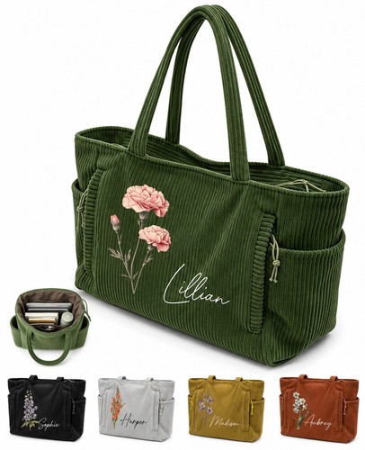 Personalized corduroy tote - personalized,