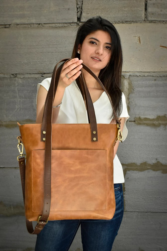 Leather tote bag for women - tote,